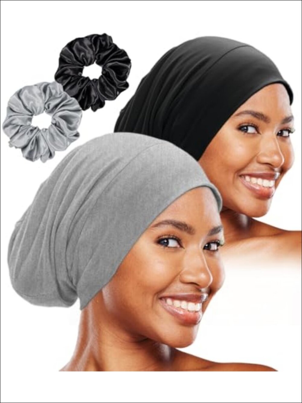 Adjustable Sleep Cap Bonnet with Cooling Ice Silk Lining for Curly Hair